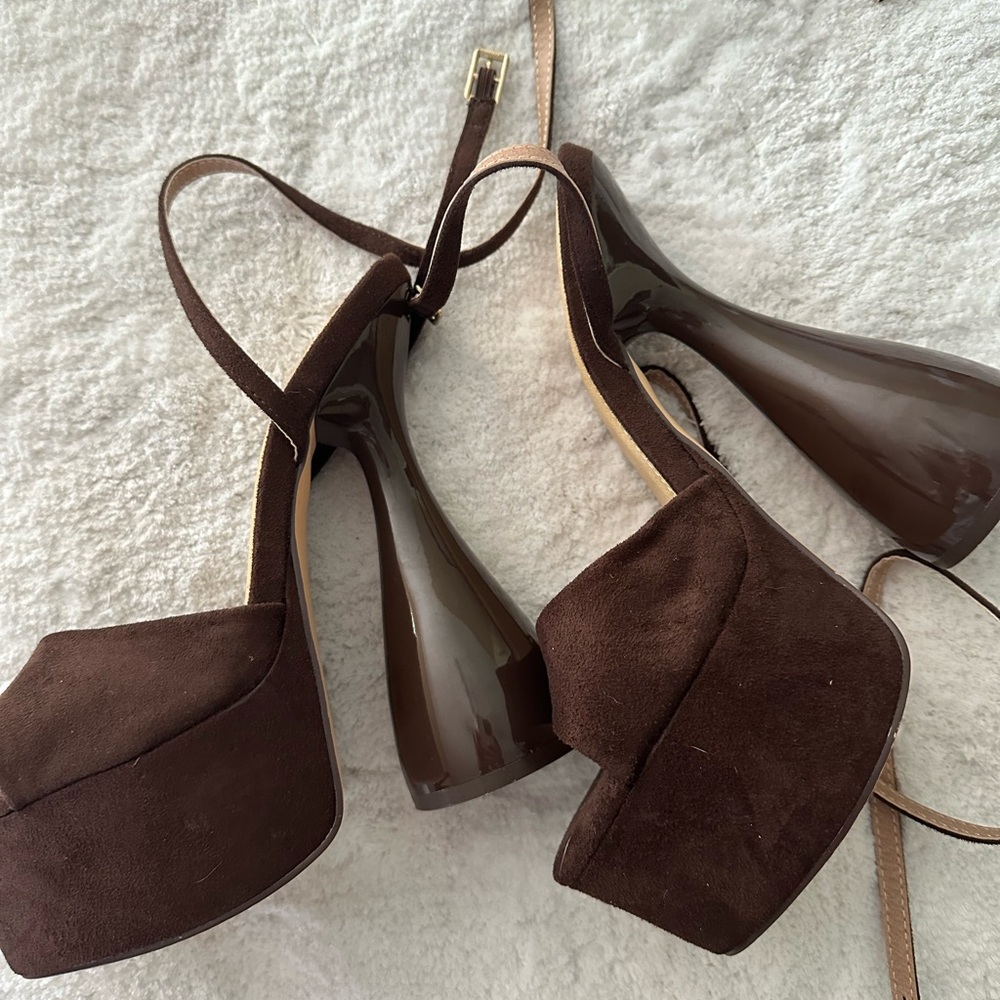 Brown funky heels size 8